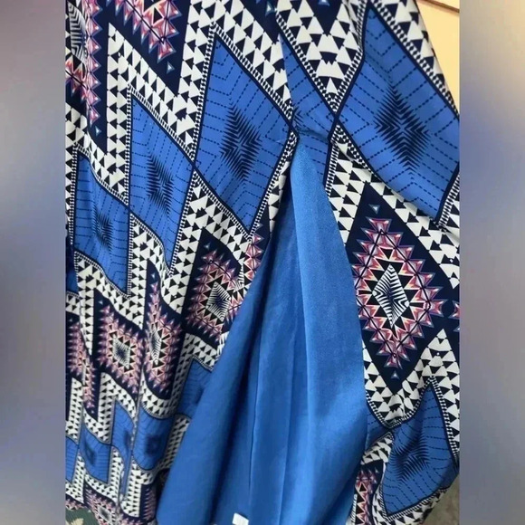 Yumi Kim Dream Maxi Silk Long Dress Gown High Neck Abstract Print Flowy Skirt M​ - Picture 8 of 15